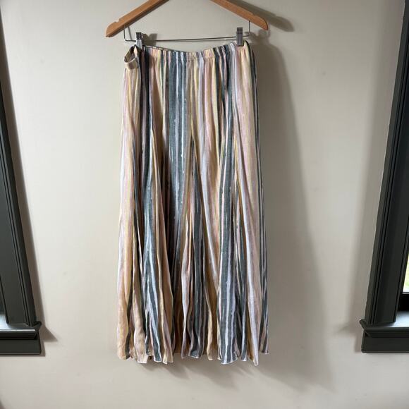 new directions Pastel Yellow, Sage Green Pink Gauze Godet Maxi Skirt XL READ - Picture 1 of 10